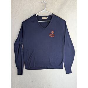Vintage Logo 7 Chicago Bears Sweater Mens Large Blue V Neck USA Made 90s
